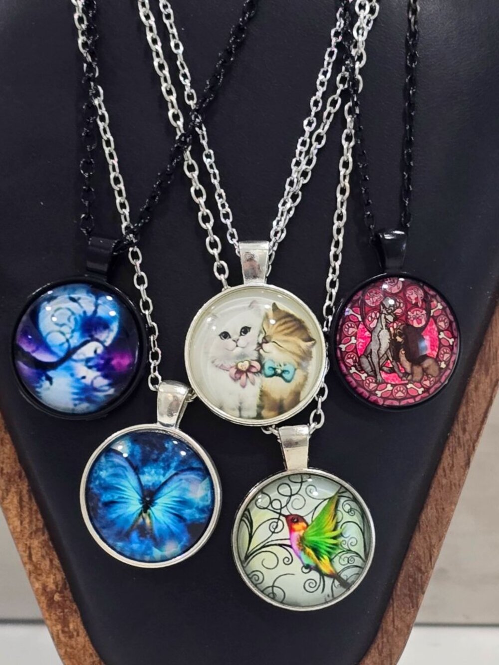 Artisan Animal Nature Glass Cabochon Pendant Necklace Disney Dog Lady Tramp OS